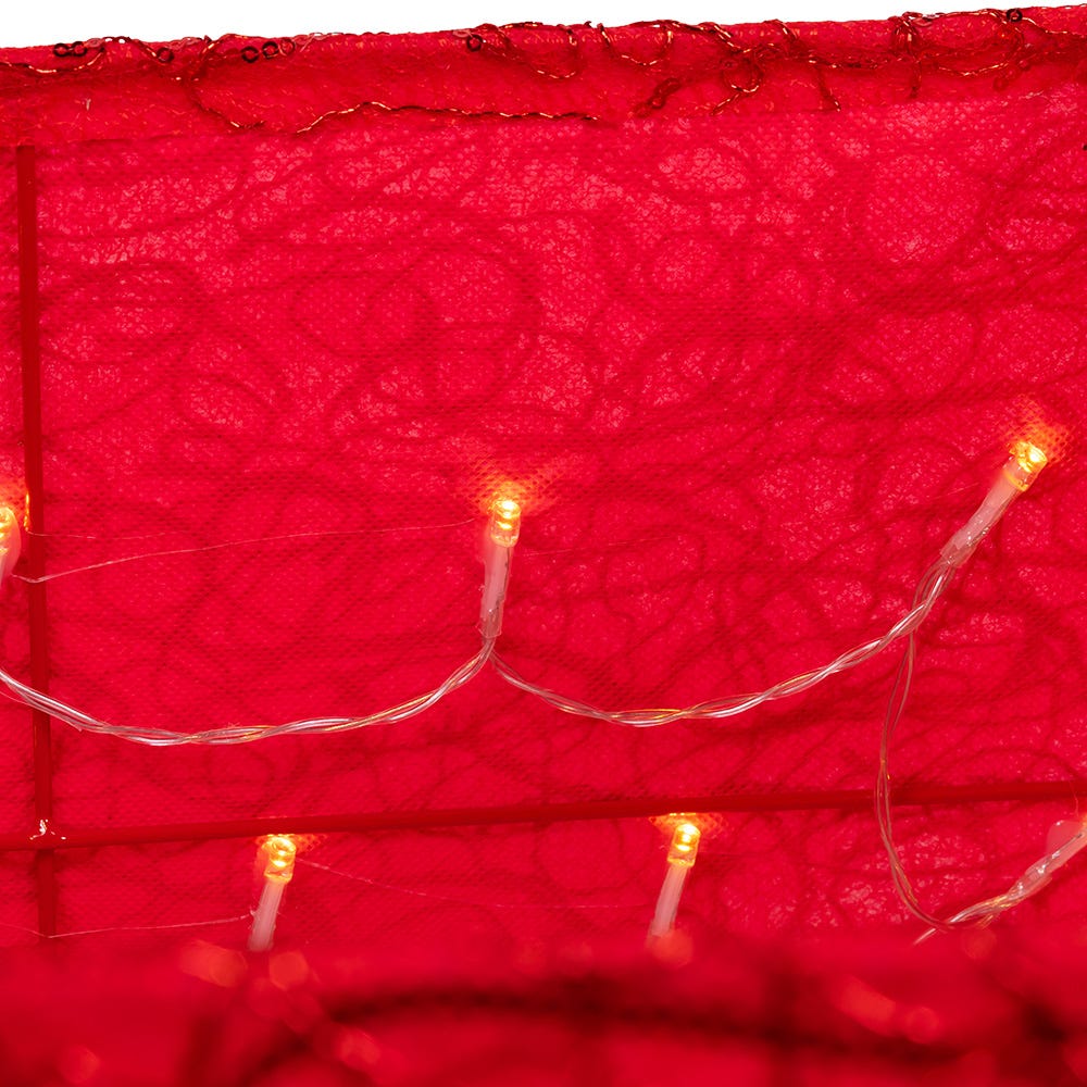 Kurt Adler 19.7-Inch 70-Light Warm White LED Red Square Tree skirt